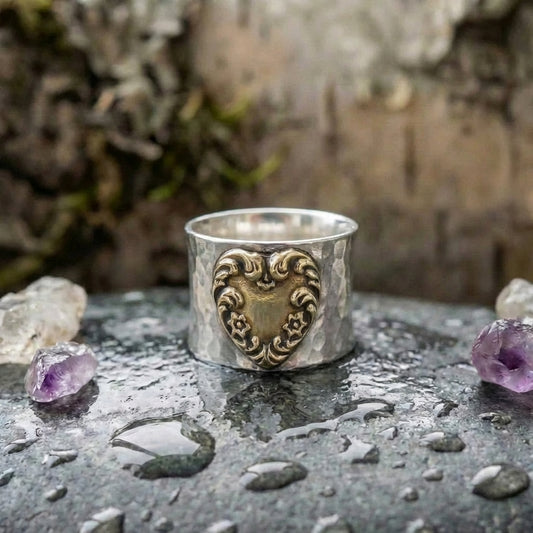 Vintage Silver Golden Heart Ring