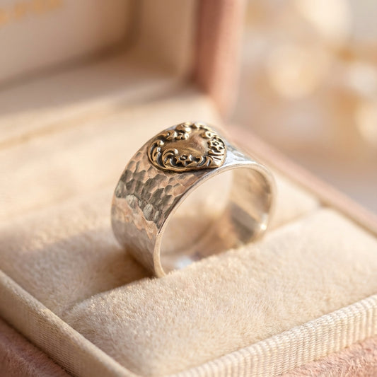 Vintage Silver Golden Heart Ring