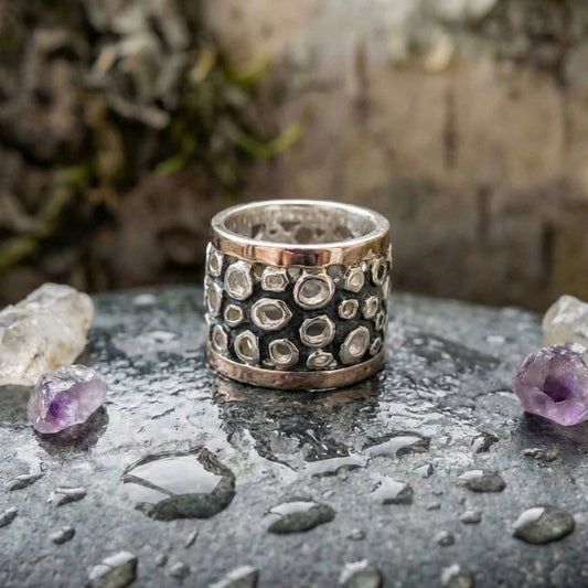 Vintage Silver Hollow Thick Ring