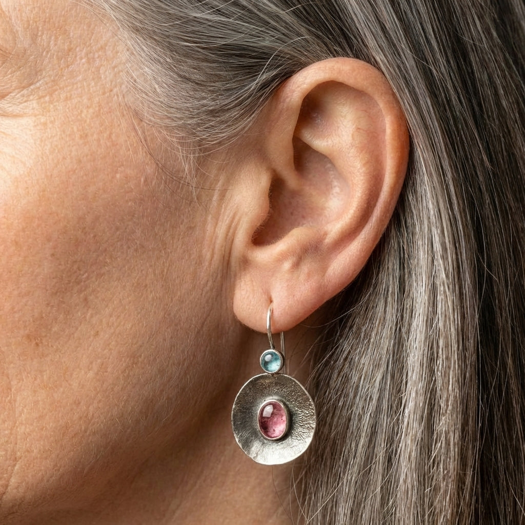 Vintage Silver Tourmaline Earrings