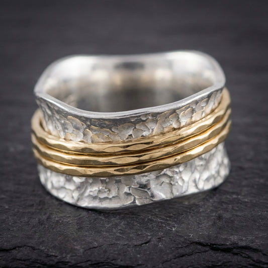 Vintage Spinner Thin Gold & Silver Ring