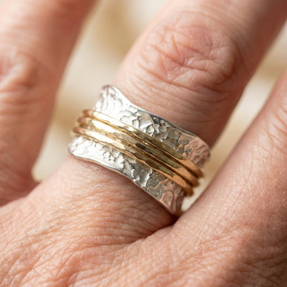 Vintage Spinner Thin Gold & Silver Ring