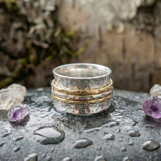 Vintage Spinner Thin Gold & Silver Ring