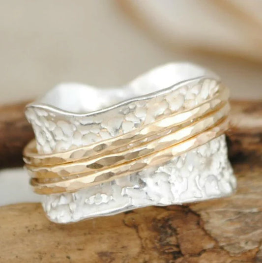Vintage Spinner Thin Gold   Silver Ring