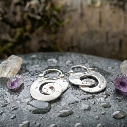 Vintage Spiral Dangle Silver Earrings