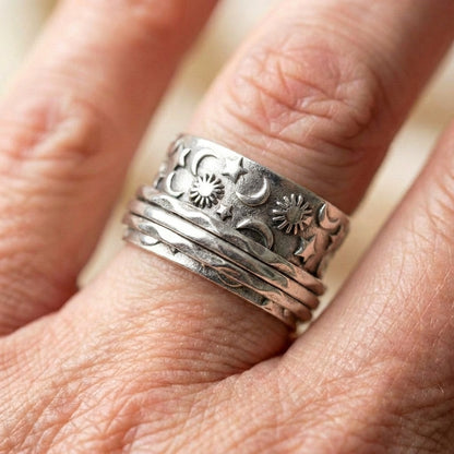 Vintage Sun Moon Star Ring