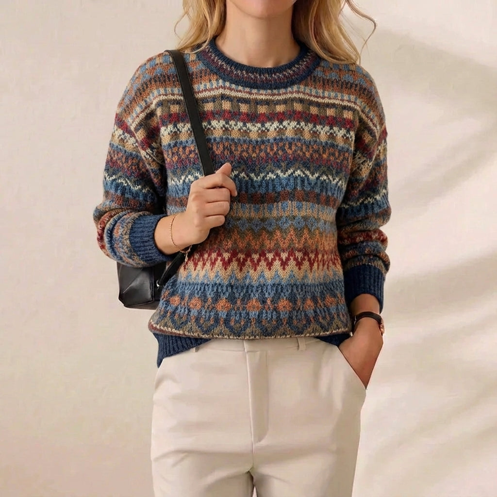 Vintage Tapestry All Over Fair Isle Crew Neck Pullover