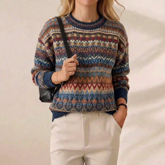 Vintage Tapestry All Over Fair Isle Crew Neck Pullover