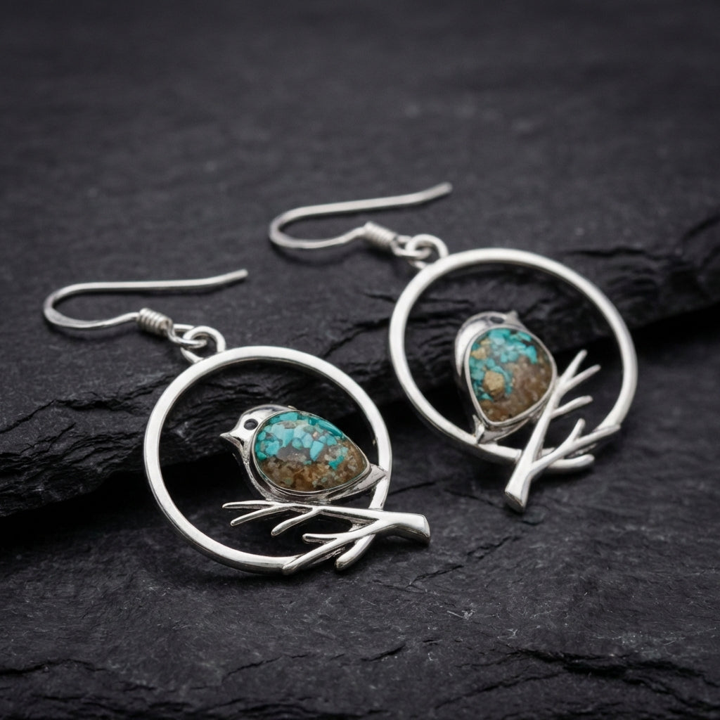 Vintage Turquoise Bird Earrings 94673170