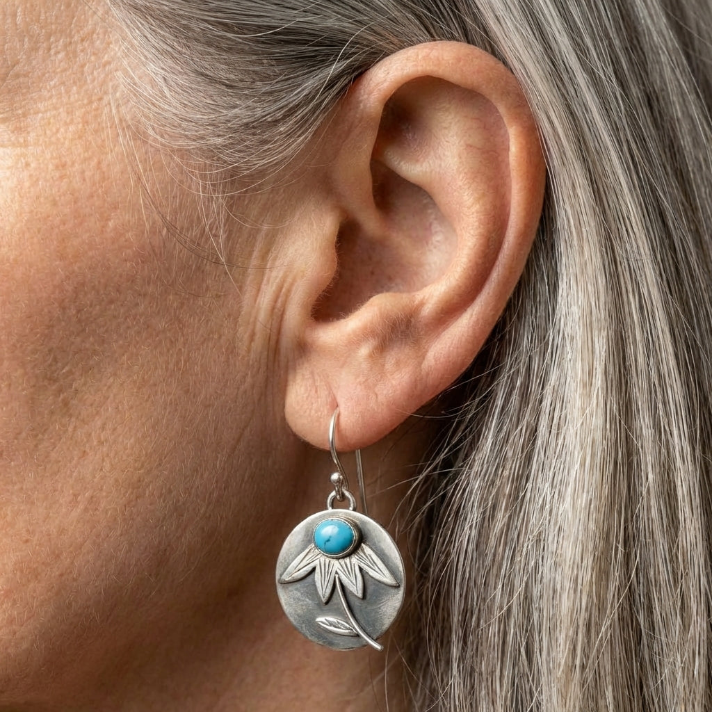 Vintage Turquoise Flower Earrings