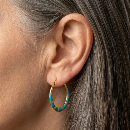 Vintage Turquoise Hoop Earrings