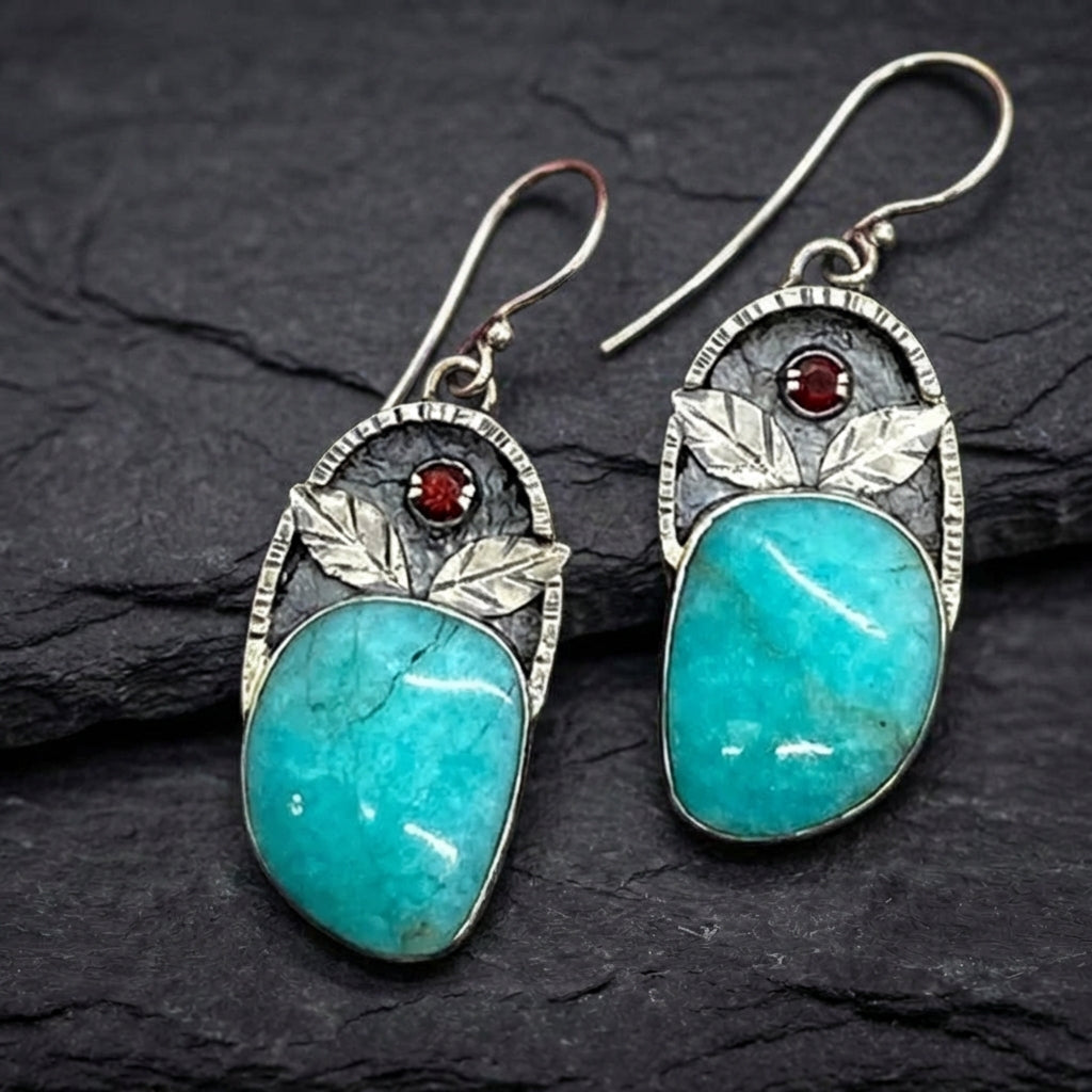 Vintage Turquoise Leaf Earrings 48938760