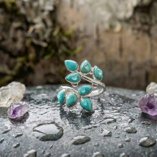 Vintage Turquoise Leaf Ring