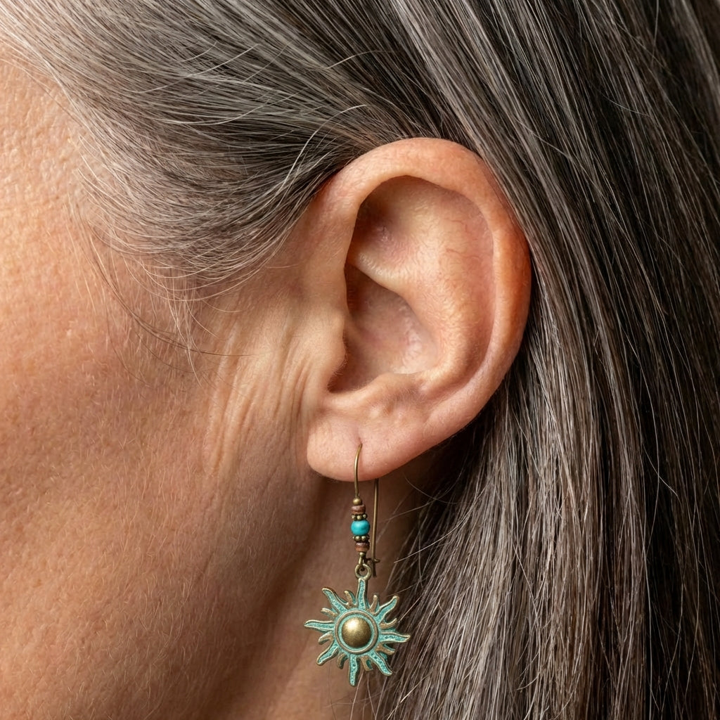 Vintage Turquoise Sun Earrings