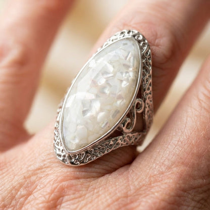 Vintage White Opal Silver Ring