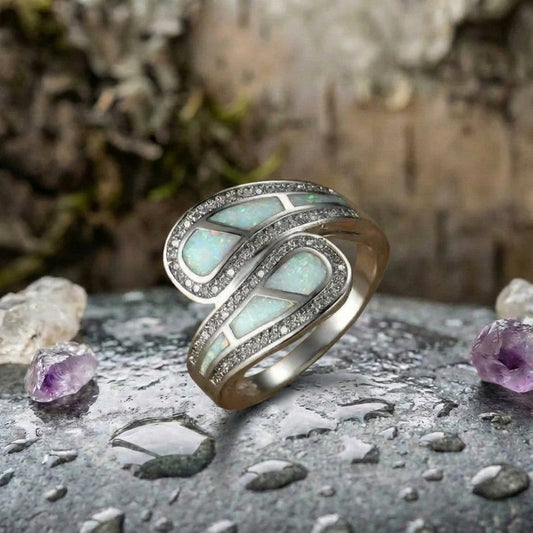Vintage White Opal Stone Ring