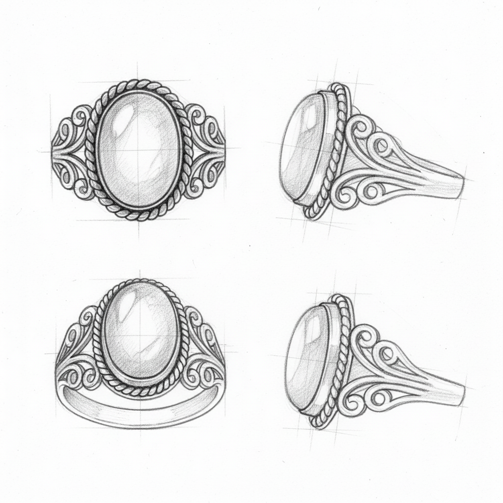 Vintage White Stone Silver Ring