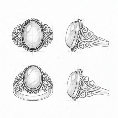 Vintage White Stone Silver Ring