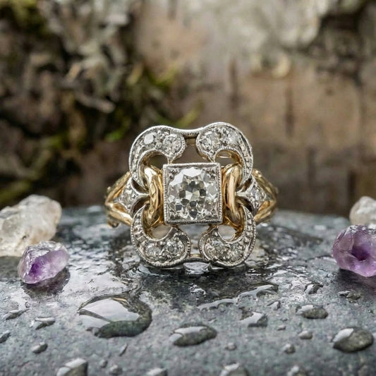 Vintage Zirconia Gold Ring