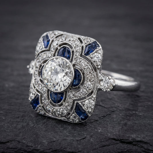 Vintage Silver Ring With Blue Zirconia