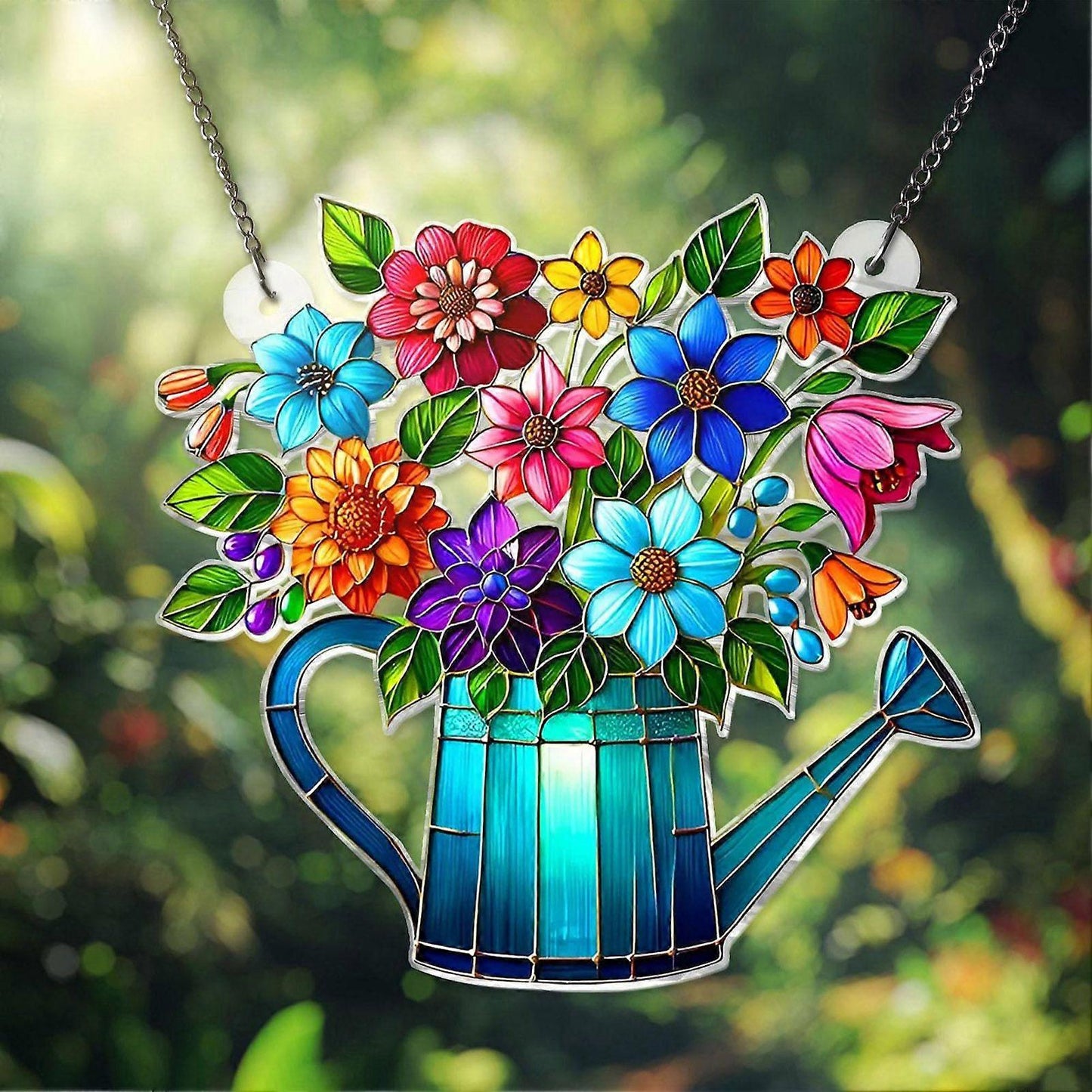 Watering Can Flower Bouquet Suncatcher