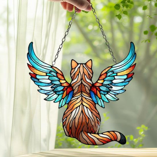Winged Cat Angel Suncatcher