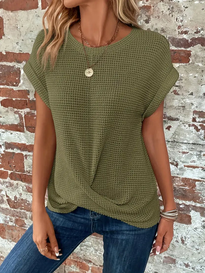 KS | Waffle knit top with rolled sleeves