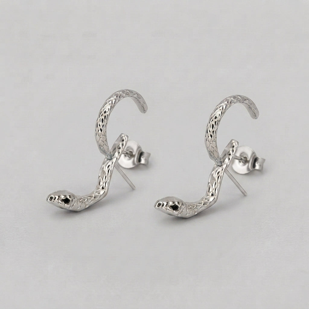 Sterling Silver Coiled Snake Earrings