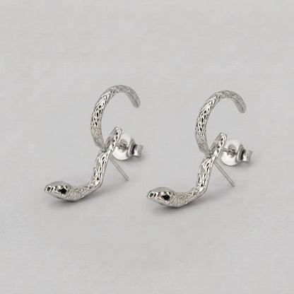 Sterling Silver Coiled Snake Earrings