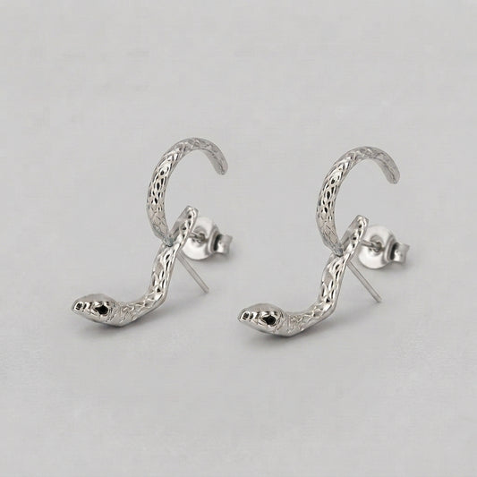 Sterling Silver Coiled Snake Earrings