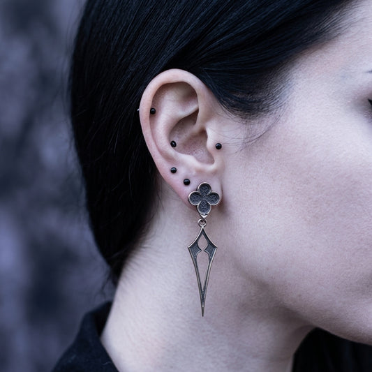 Gothic Quatrefoil Earrings Sterling