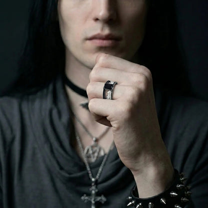 Black Gemstone Cosplay Ring Set