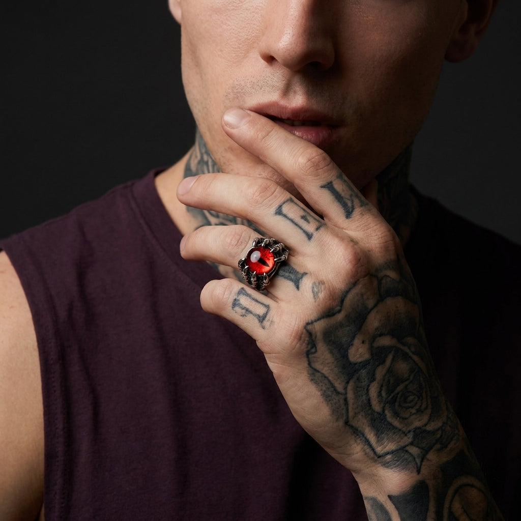 Dragon Claw Red Evil Eye Ring