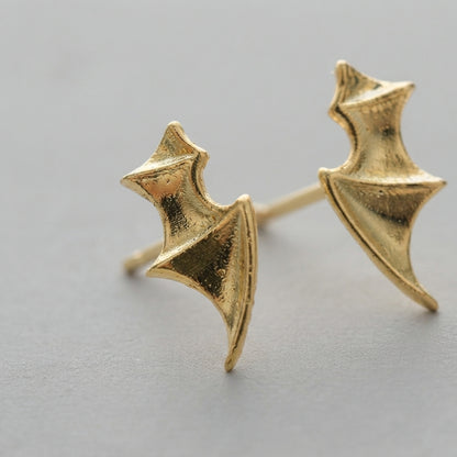 Gold Bat Wing Stud Earrings