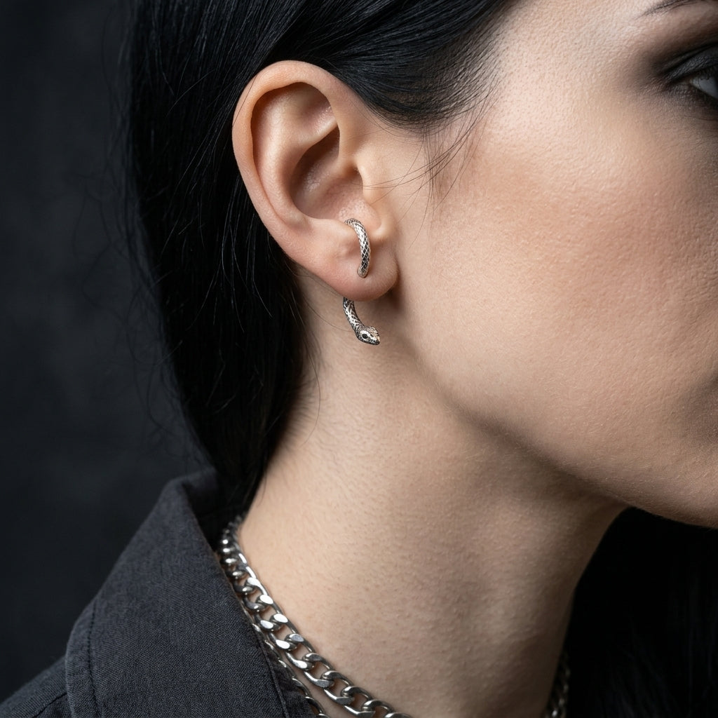 Sterling Silver Coiled Snake Earrings