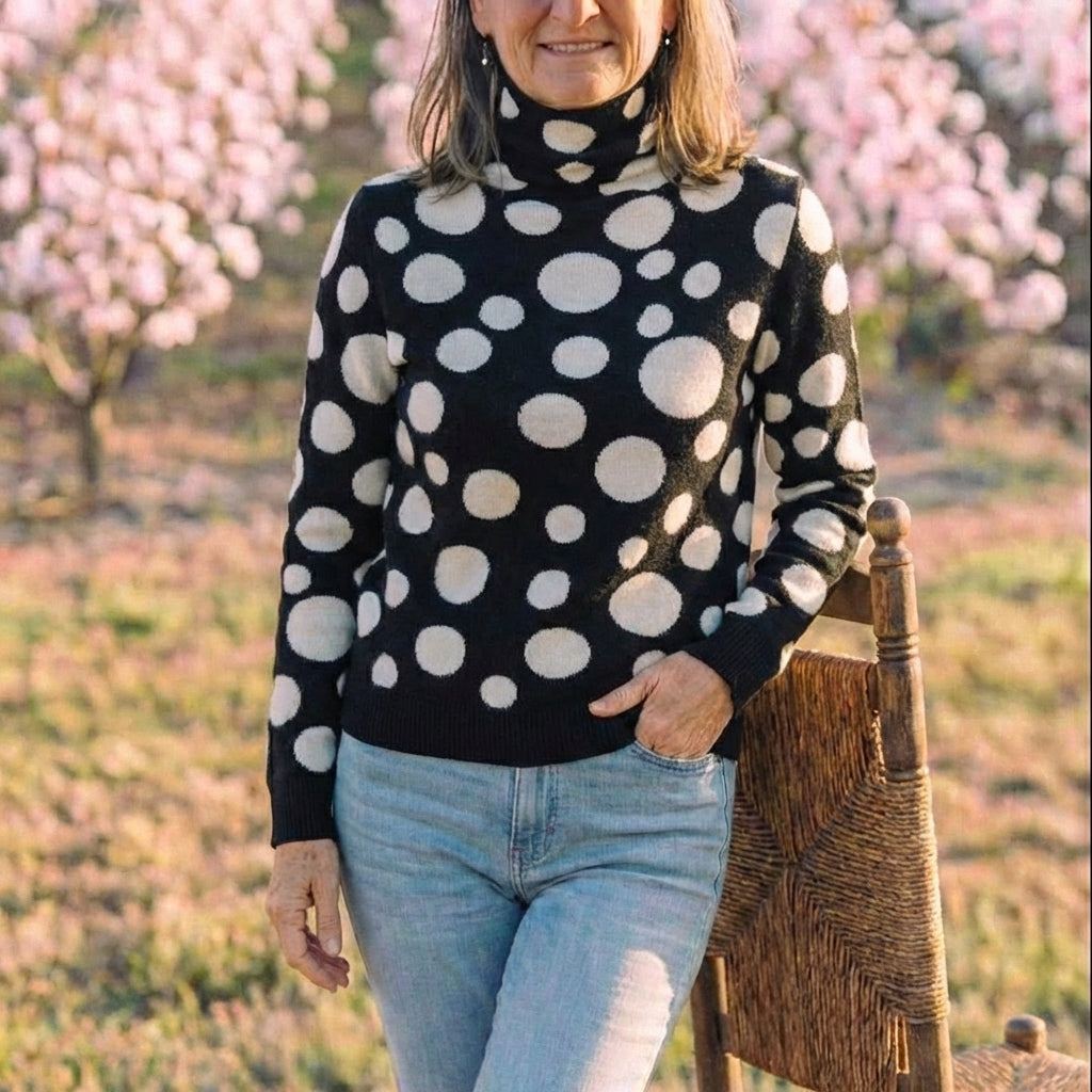 Cotton Sweater Black with Bubbles