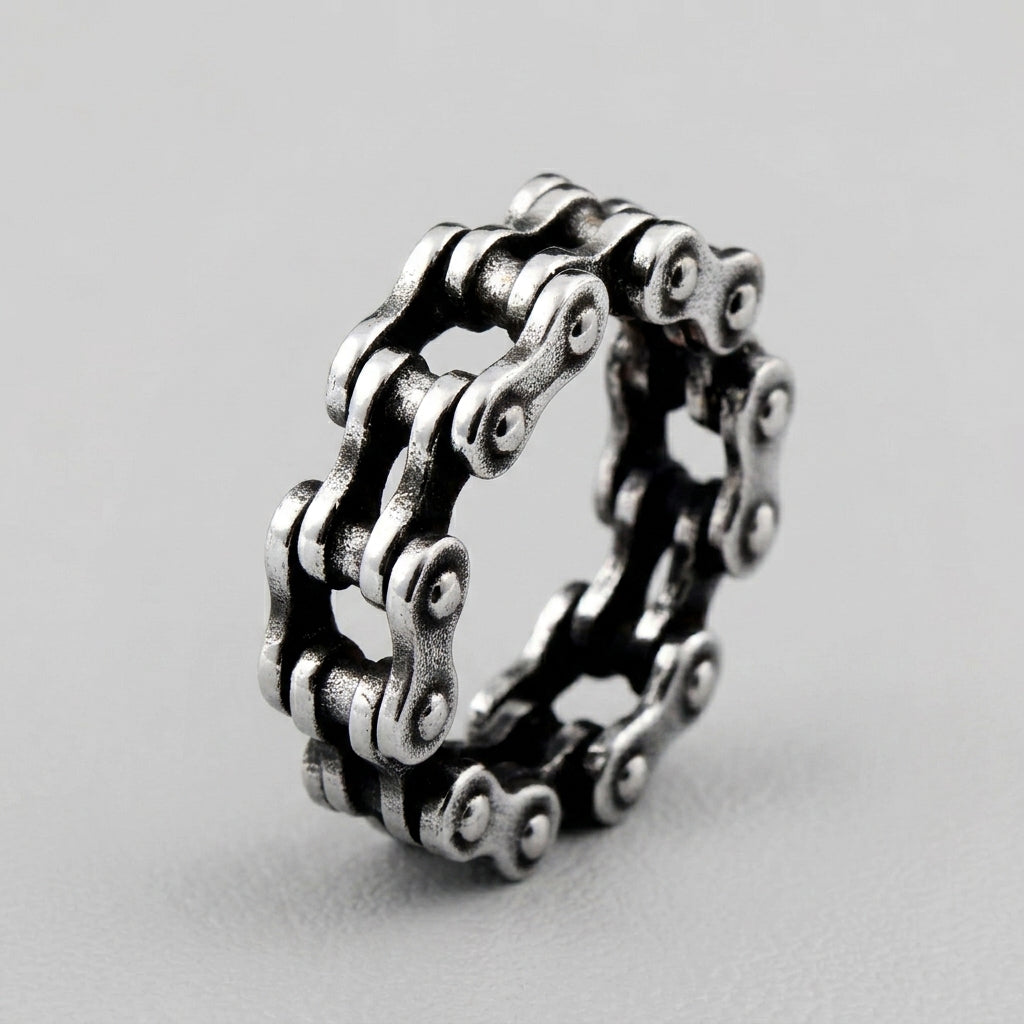 Bicycle Chain Hollow Titanium Ring