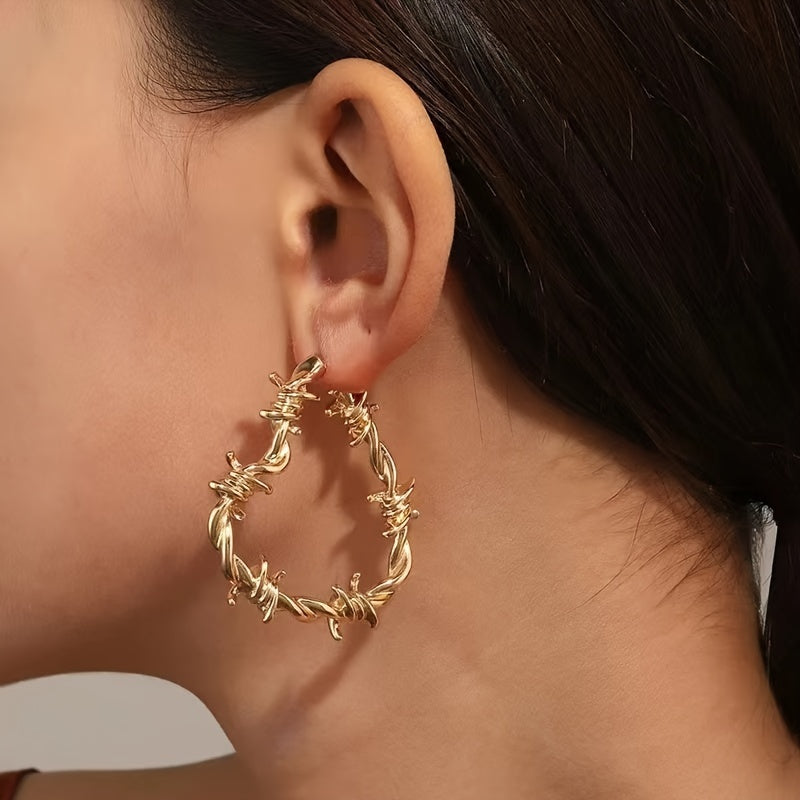 A Pair of Ladies Stylish Circular Earrings with a Gothic Dark Hip Hop