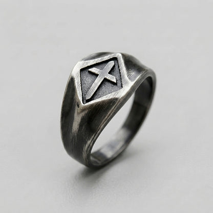 Brushed Cross Signet Ring