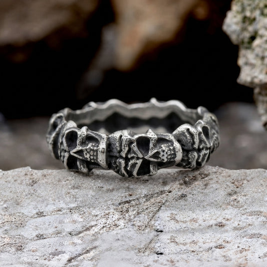 Cracked Skull Eternity Band Ring