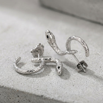 Sterling Silver Coiled Snake Earrings