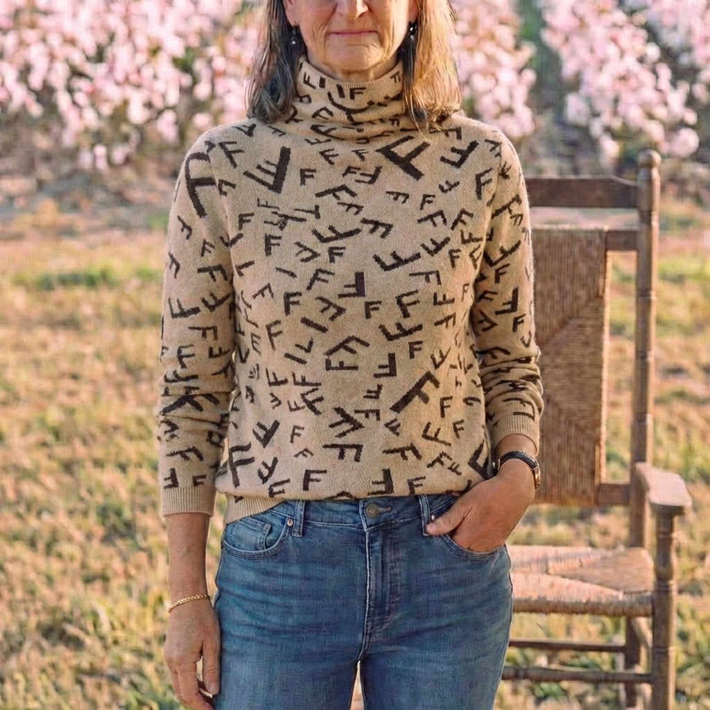 Cotton Sweater with F-Pattern