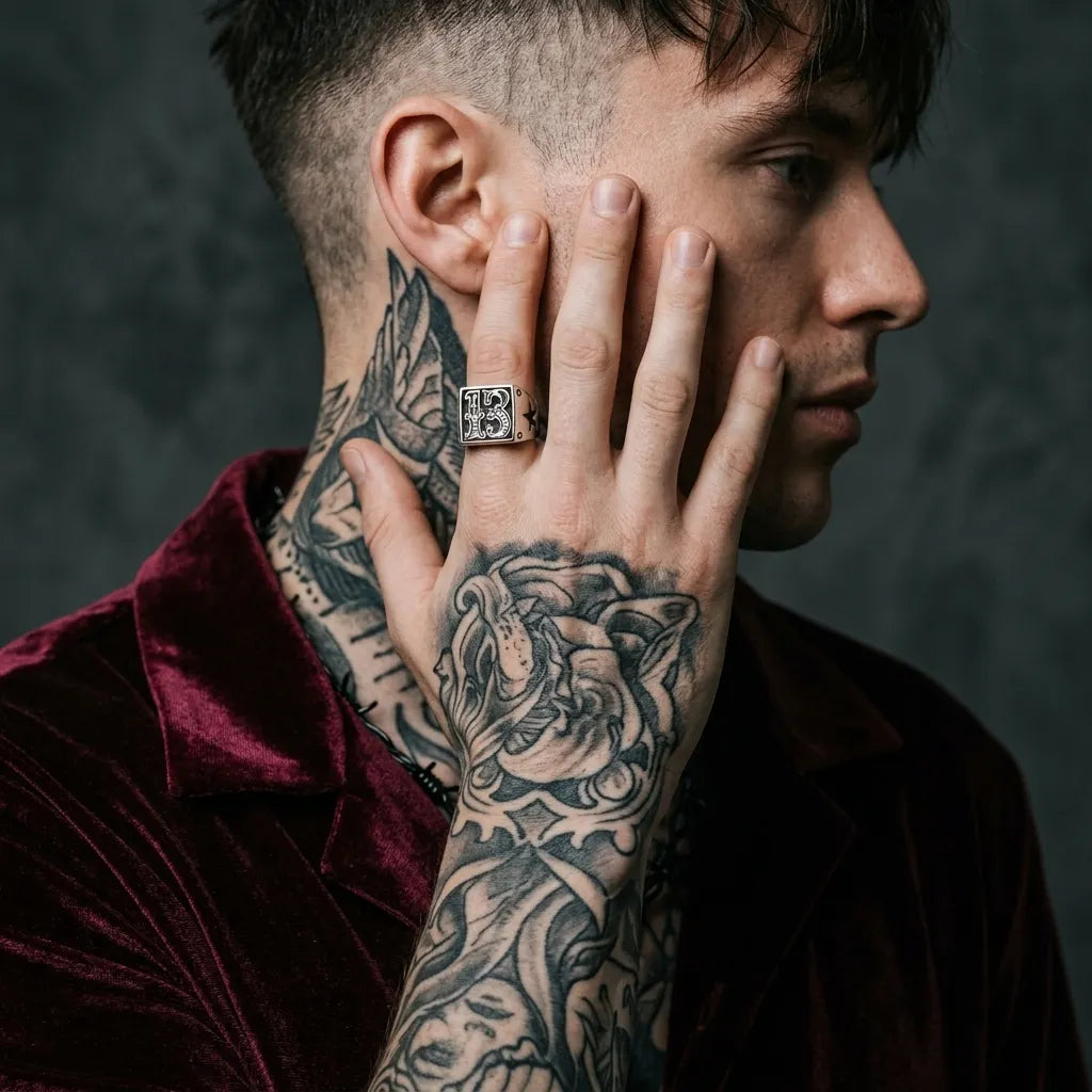 Lucky 13 Ornate Signet Ring