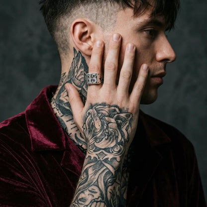 Lucky 13 Ornate Signet Ring