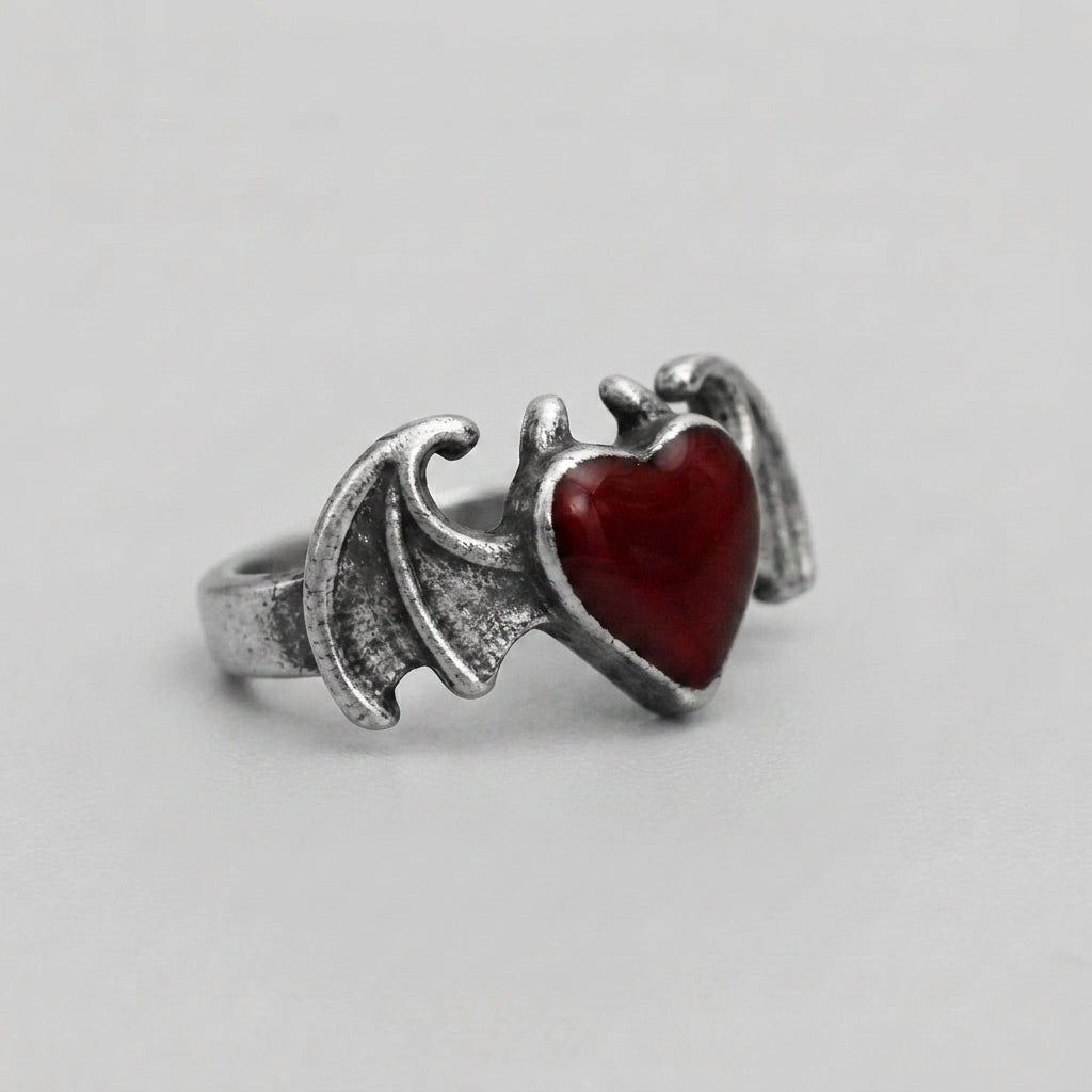 Gothic Winged Heart Ring