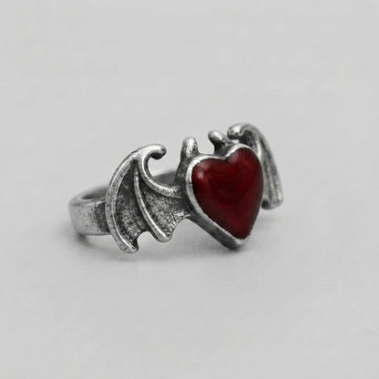 Gothic Winged Heart Ring