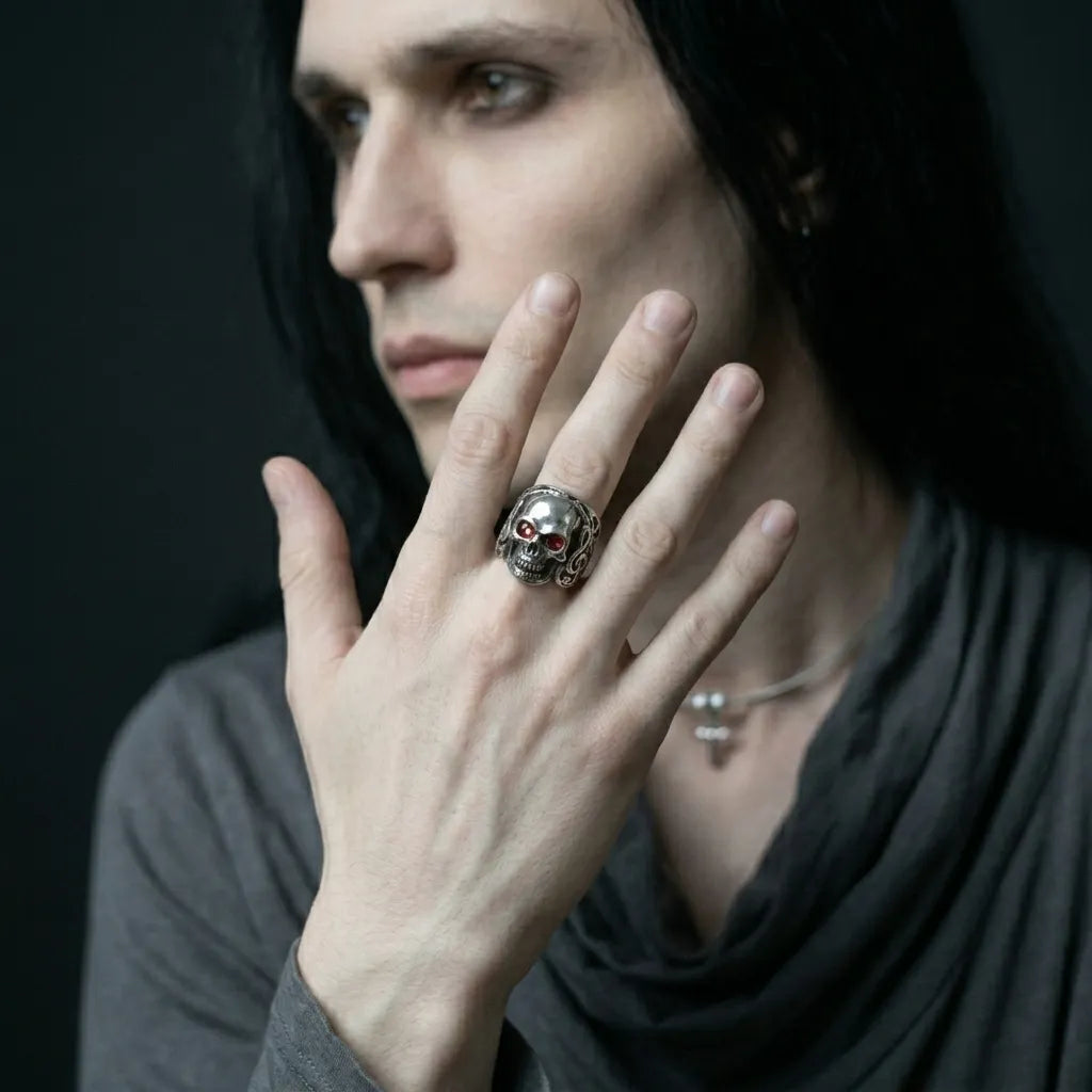 Red Eclipse Skull Ring