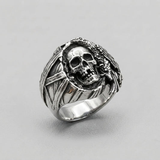 Feathered Warbonnet Skull Ring