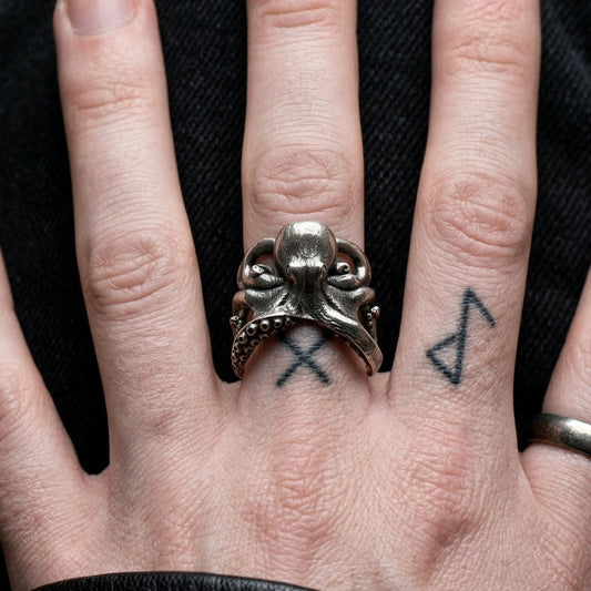 Oxidized Sterling Silver Octopus Ring