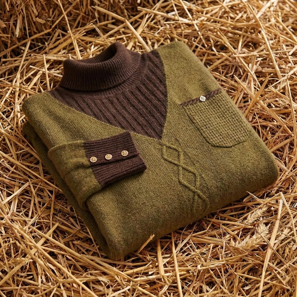 Cotton V-Neck Sweater with Chest Logo